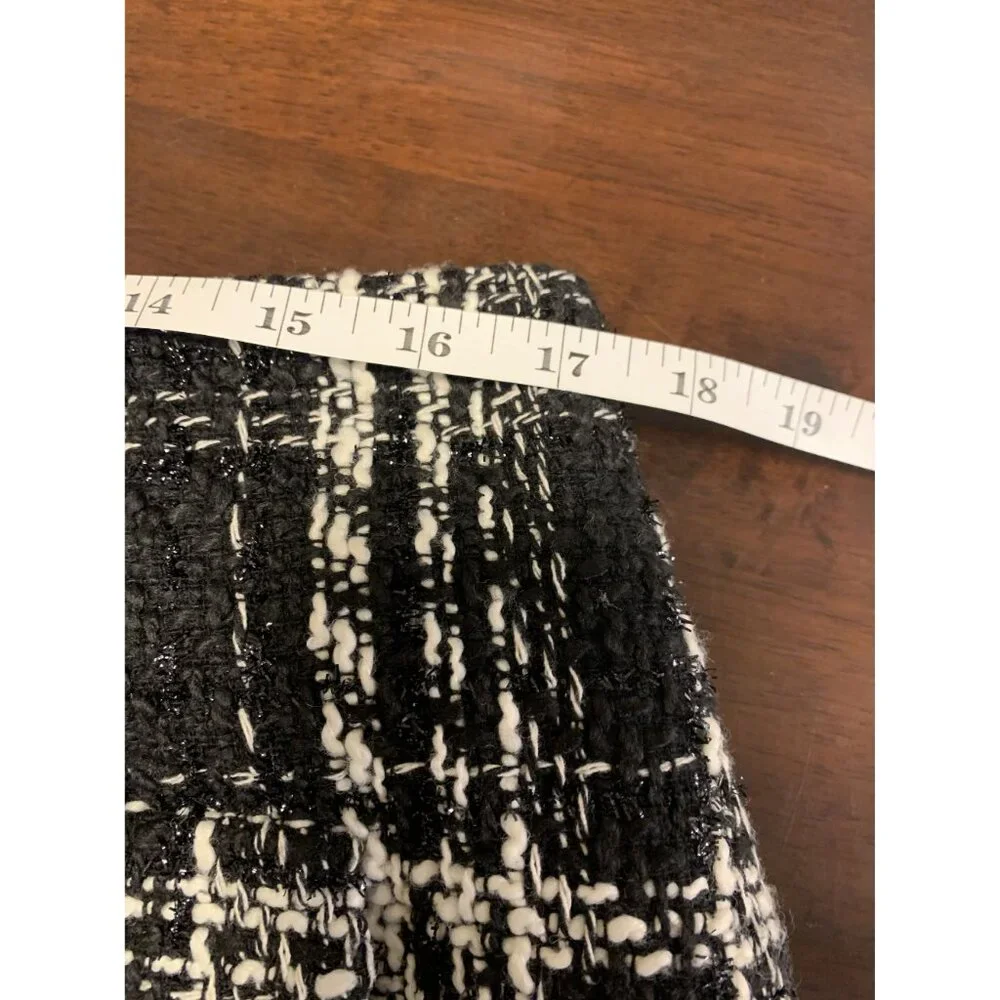 Warehouse 12 Plaid Wool Blend Woven‎ Winter Mini-Skirt Black White